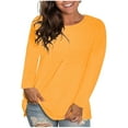 thumbnail image 1 of Lmnyox Long Sleeve Basic Shirt for Women Plus Size Crew Neck Plain T Shirt Oversized Casual Pullover Tee, 1 of 7