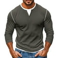 thumbnail image 1 of Jalioing Long Sleeve Casual T Shirt for Men V Neck Solid Color Basic Tee Shirts Fall Classic Fashion Tops, 1 of 4