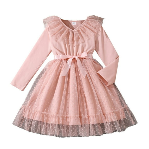 Jalioing Long Sleeve Maxi Dress for Big Girls Fashion Crew Neck Solid Color A Line Long Dress 8-13 Years