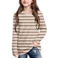 thumbnail image 1 of Jalioing Long Sleeve Striped T Shirt for Girls Fashion Cute Crew Neck Tee Shirt Spring Fall Casual Basic Tops 3-14 Years, 1 of 9