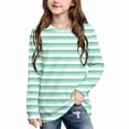 thumbnail image 1 of Jalioing Long Sleeve Striped T Shirt for Girls Fashion Cute Crew Neck Tee Shirt Spring Fall Casual Basic Tops 3-14 Years, 1 of 9