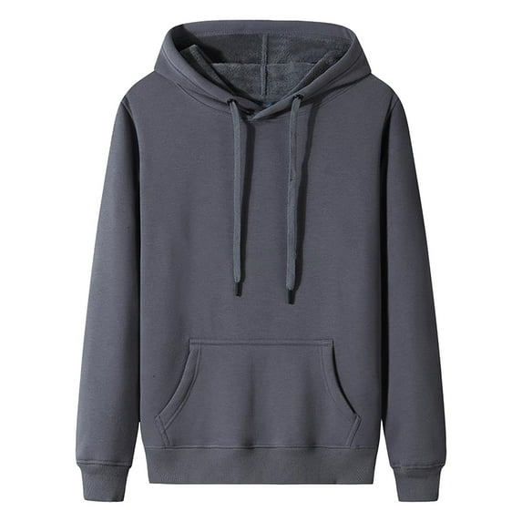 Jalioing Long Sleeve Sweatshirt for Men Casual Solid Drawstring Hoodies with Pocket Basic Hooded Pullover