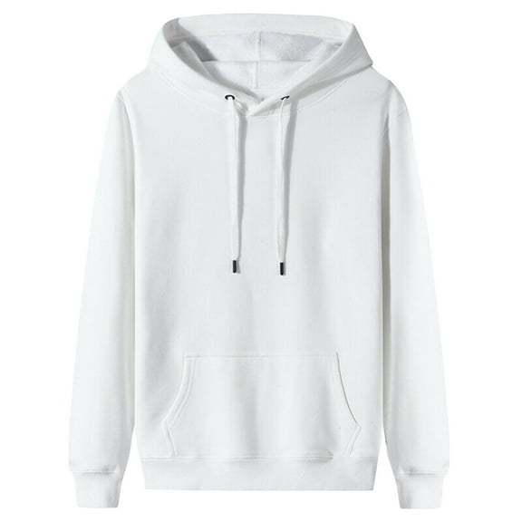 Jalioing Long Sleeve Sweatshirt for Men Casual Solid Drawstring Hoodies with Pocket Basic Hooded Pullover