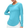 thumbnail image 1 of Jalioing Long Sleeve Womens Top Fall Winter Crew Neck Blouse Solid Color Athletic Yoga Shirt, 1 of 8