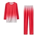 thumbnail image 1 of Jalioing Loungewear Sets Womens Casual Outfits Gradient Color Crewneck Top with Full-Elastic Straight Pant (Small, Red), 1 of 2