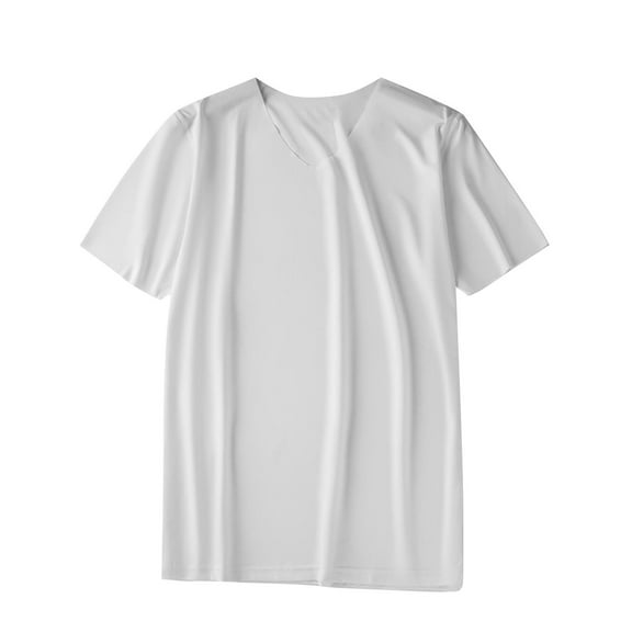 Jalioing Men's Athletic T Shirt Plain Short Sleeve Outdoor Workout Tee Shirt V Neck Stretchy Pullover Tee