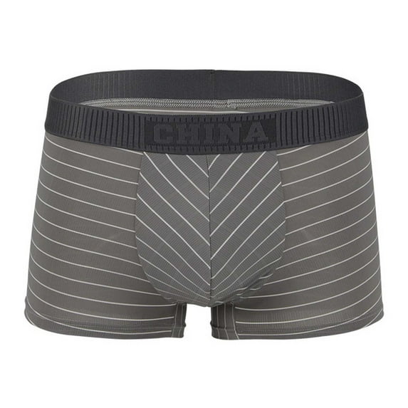 Jalioing Men's Boxer Briefs Breathable Striped No Roll Waistband Underpants Soft Comfortable Quick Dry Underwear