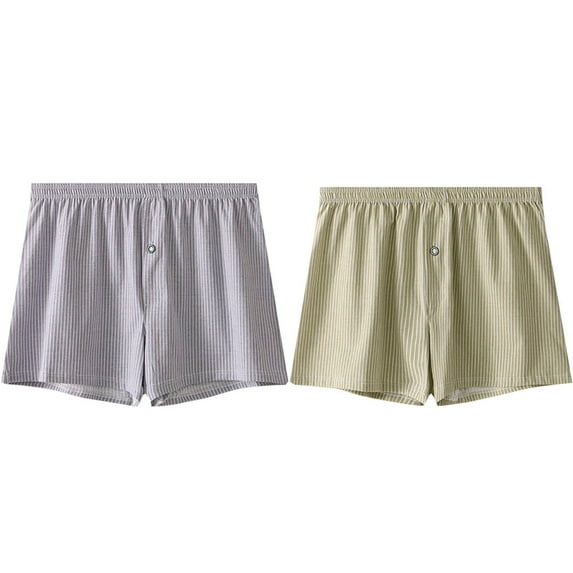 Jalioing Men's Boxer Shorts Loose Striped Sleep Shorts for Men 2 Pack Comfortable Pajama Shorts Underwear
