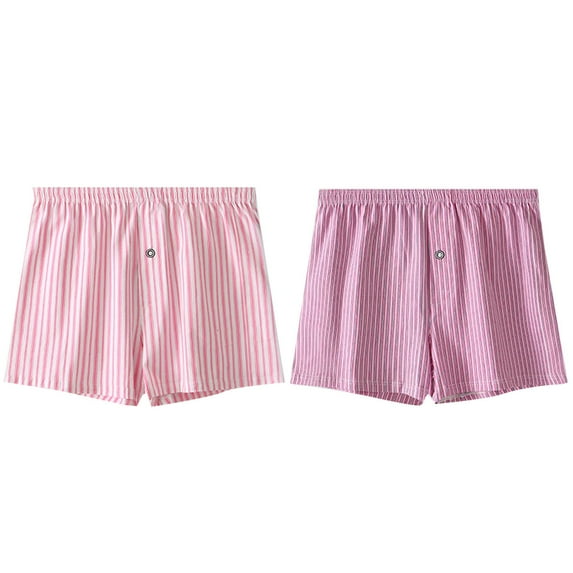 Jalioing Men's Boxer Shorts Loose Striped Sleep Shorts for Men 2 Pack Comfortable Pajama Shorts Underwear