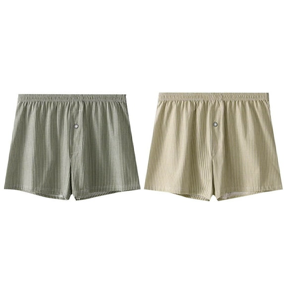 Jalioing Men's Boxer Shorts Loose Striped Sleep Shorts for Men 2 Pack Comfortable Pajama Shorts Underwear