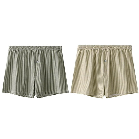 Jalioing Men's Boxer Shorts Loose Striped Sleep Shorts for Men 2 Pack Comfortable Pajama Shorts Underwear