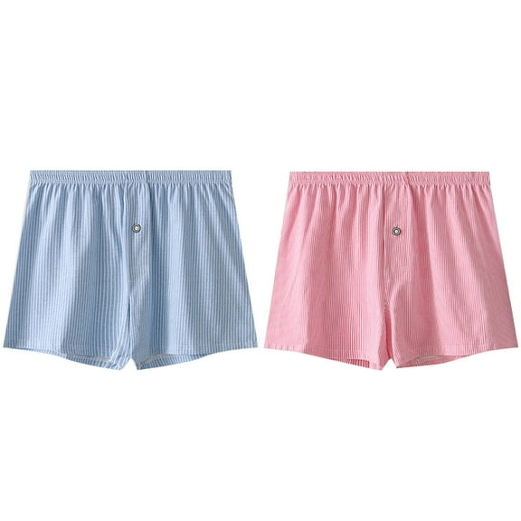 Jalioing Men's Boxer Shorts Loose Striped Sleep Shorts for Men 2 Pack Comfortable Pajama Shorts Underwear