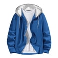 thumbnail image 1 of Jalioing Men's Button Down Jacket Solid Color Long Sleeve Casual Athletic Drawstring Hooded Jacket with Pocket, 1 of 5