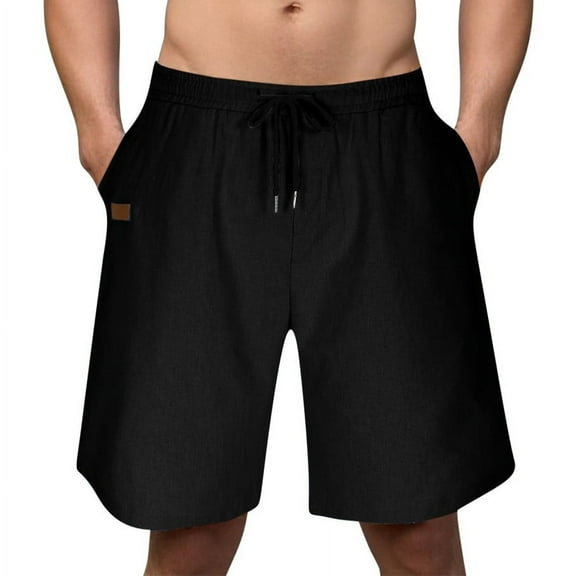 Jalioing Men's Casual Beach Shorts Elastic Waist Drawstring Loose Basic Shorts with Pocket Summer Lounge Shorts