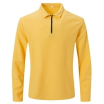 Jalioing Men's Casual Tops Fashion Basic Long Sleeve Half Zip Collared Shirt Solid Color Business Golf Shirt