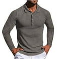 thumbnail image 1 of Jalioing Men's Collared Shirt Long Sleeve Button Golf Shirts Business Casual Ribbed Stretchy Pullover Tee, 1 of 5