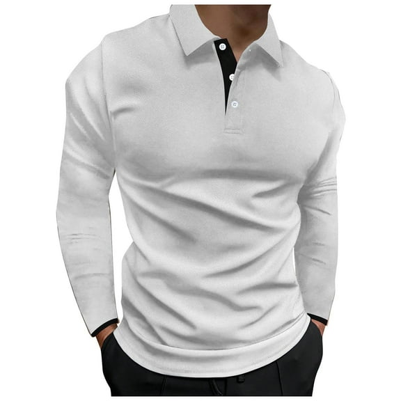 Jalioing Men's Collared Shirts Casual Dressy Long Sleeve Button Tops Business Fashion Solid Golf Shirts