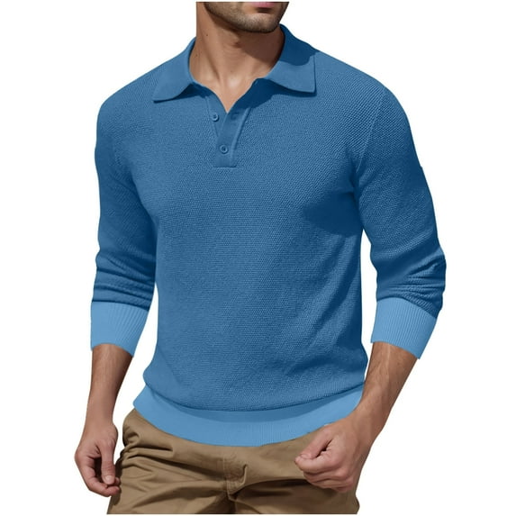 Jalioing Men's Collared T Shirt Business Fashion Long Sleeve Golf Shirt Casual Dressy Solid Color Work Tops