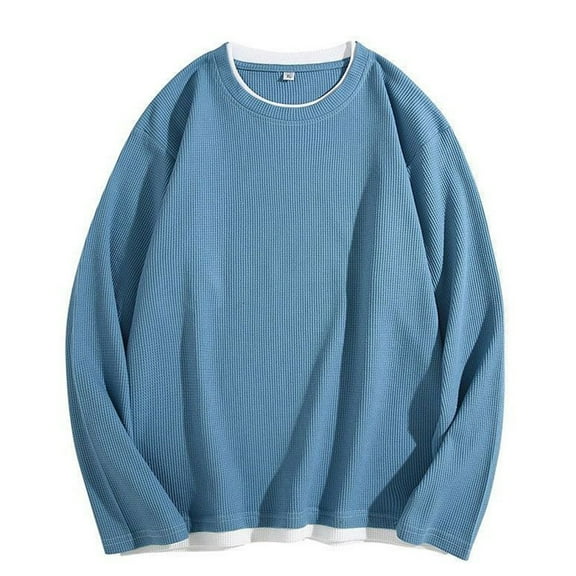 Jalioing Men's Crew Neck Sweatshirt Casual Basic Long Sleeve Solid Pullover Shirts Classic Fashion Tops