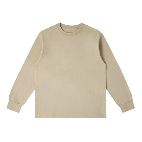 Jalioing Men's Crew Neck T Shirt Cotton Long Sleeve Solid Color Basic Tee Classic Casual Pullover Tops