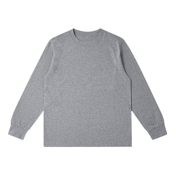Jalioing Men's Crew Neck T Shirt Cotton Long Sleeve Solid Color Basic Tee Classic Casual Pullover Tops