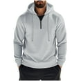 thumbnail image 1 of Jalioing Men's Drawstring Hoodies Casual Half Zip Long Sleeve Hooded Sweatshirt Solid Color Fashion Pullover, 1 of 6