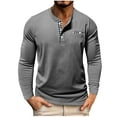 thumbnail image 1 of Jalioing Men's Dressy Casual Long Sleeve Shirts Classic Fashion Button Crew Neck Cotton T Shirt with Pocket, 1 of 7