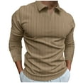 thumbnail image 1 of Jalioing Men's Dressy Casual Shirts Long Sleeve V Neck Striped Golf Shirts Spring Collared Business Work Tops, 1 of 6