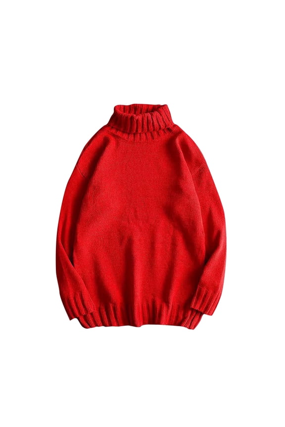 Men's Fall Winter Sweaters Long Sleeve Turtleneck Casual Sweater Tops Solid Color Knitted Pullover Shirt