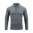 thumbnail image 1 of Jalioing Men's Golf Shirt Business Fashion Long Sleeve Collared Tops Casual Dressy Solid Color Texture T Shirt, 1 of 8