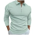 thumbnail image 1 of Jalioing Men's Golf Shirt Casual Long Sleeve Half Zip Collared T Shirt Dressy Fashion Ribbed Stretchy Tops, 1 of 5