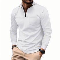 Jalioing Men's Half Zip Golf Shirt Classic Casual Long Sleeve Collared Texture T Shirt Business Fashion Tops