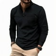 thumbnail image 1 of Jalioing Men's Half Zip Golf Shirt Classic Casual Long Sleeve Collared Texture T Shirt Business Fashion Tops, 1 of 3