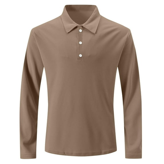 Jalioing Men's Long Sleeve Casual Golf Shirt Business Fashion Collared Button Shirts Solid Color Work Tops
