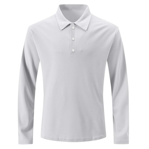 Jalioing Men's Long Sleeve Casual Golf Shirt Business Fashion Collared Button Shirts Solid Color Work Tops