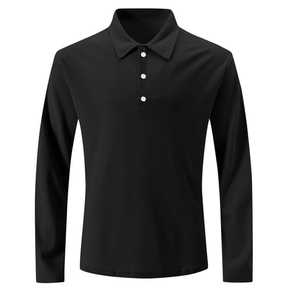 Jalioing Men's Long Sleeve Casual Golf Shirt Business Fashion Collared Button Shirts Solid Color Work Tops