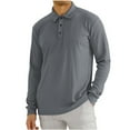 thumbnail image 1 of Jalioing Men's Long Sleeve Golf Shirt Collared Ribbed Casual T Shirt Business Dressy Solid Color Tops, 1 of 8