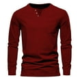 thumbnail image 1 of Jalioing Men's Long Sleeve Solid Shirts Casual V Neck Button T Shirt Classic Fashion Basic Tops with Pocket, 1 of 3