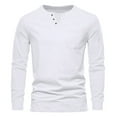 thumbnail image 1 of Jalioing Men's Long Sleeve Solid Shirts Casual V Neck Button T Shirt Classic Fashion Basic Tops with Pocket, 1 of 2