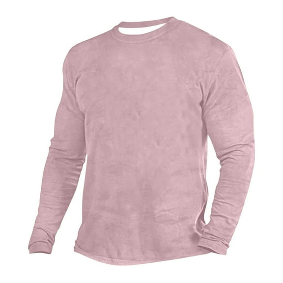 Jalioing Men's Long Sleeve T Shirt Classic Fashion Solid Color Crew Neck Pullover Tee Casual Basic Shirts Tops