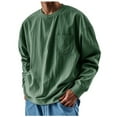 thumbnail image 1 of Jalioing Men's Long Sleeve T Shirt Vintage Fashion Crew Neck Basic Tee with Pocket Casual Loose Shirts Tops, 1 of 6