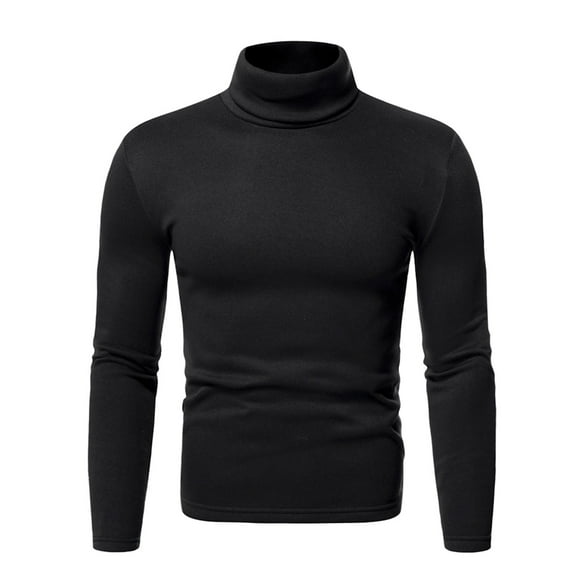 Jalioing Men's Mock Neck Basic Shirts Fall Winter Long Sleeve Slim Undershirts Solid Color Casual T Shirts