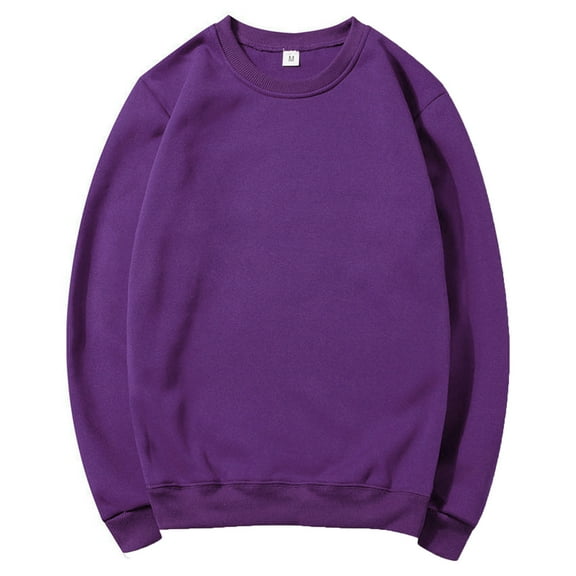Jalioing Men's Pullover Shirts Solid Color Basic Long Sleeve Sweatshirts Casual Loose Crew Neck Spring Tees Tops