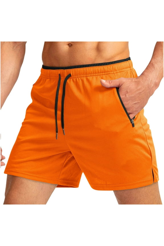 Men's Running Athletic Shorts Breathable Drawstring Waist Workout Shorts Training Sport Shorts with Zip Pocket