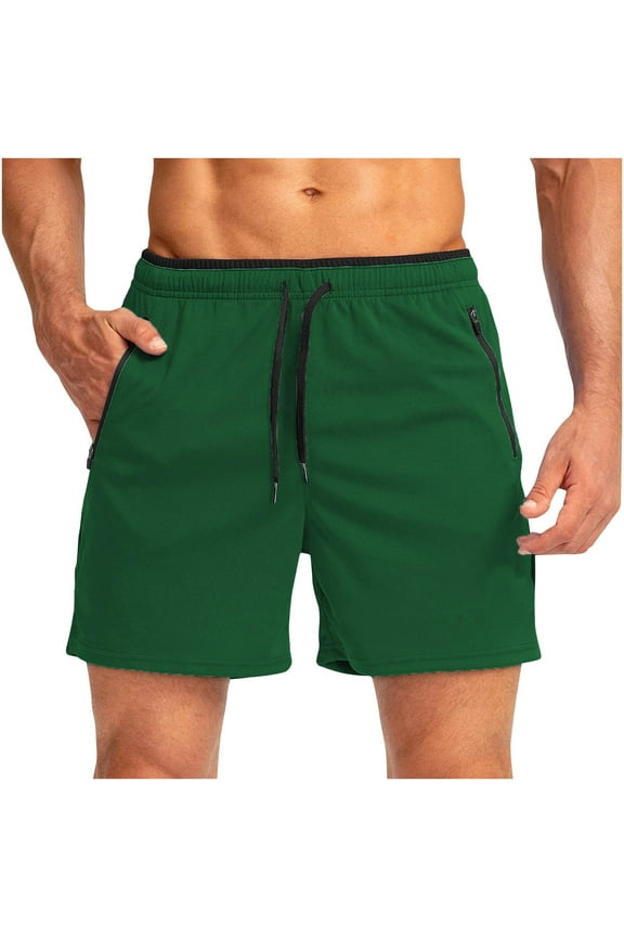 Men's Running Athletic Shorts Breathable Drawstring Waist Workout Shorts Training Sport Shorts with Zip Pocket