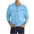 thumbnail image 1 of Jalioing Men's Solid Color Golf Shirts Collared Button Long Sleeve T Shirt Business Casual Tops with Pocket, 1 of 4