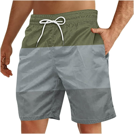 Jalioing Men's Summer Casual Shorts with Pocket Color Block Drawstring Waist Loose Shorts Vacation Beach Shorts