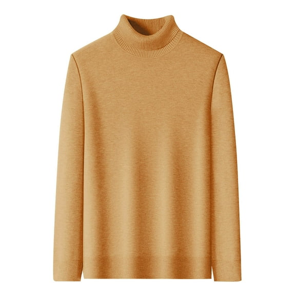 Jalioing Men's Sweaters Mock Neck Long Sleeve Basic Pullover Shirts Solid Color Knitted Fall Winter Casual Tops