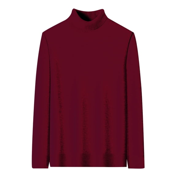 Jalioing Men's Sweaters Mock Neck Long Sleeve Basic Pullover Shirts Solid Color Knitted Fall Winter Casual Tops