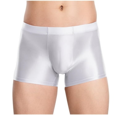 Jalioing Men's Trunks Soft Stretchy Breathable silk Boxer Briefs Solid Color Comfortable Seamless Underwear